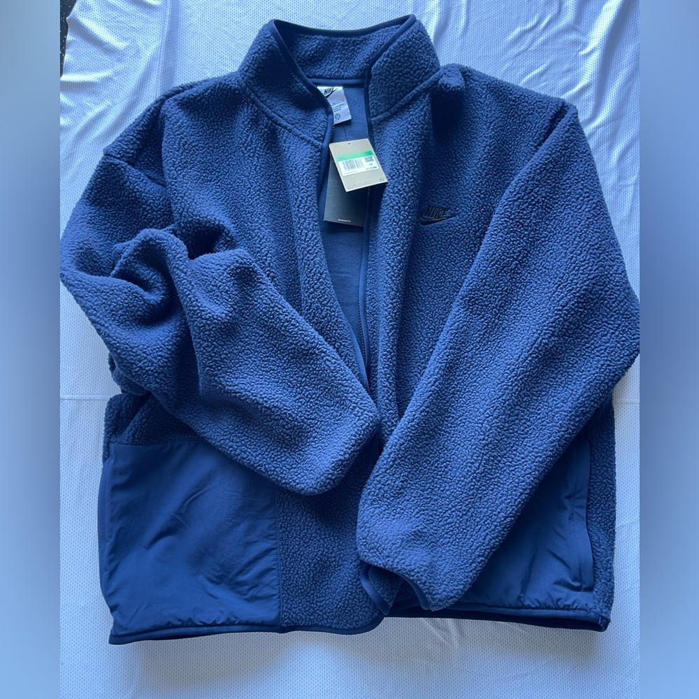 Nike Jacket Mens XL Midnight Navy Fleece Sherpa Winterized Mock Neck Full Zip